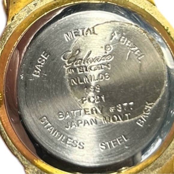 Vtg GALAXIE By ELGIN Goldtone Watch Round Face Crystal Encrusted Bezel Bracelet - Picture 9 of 12